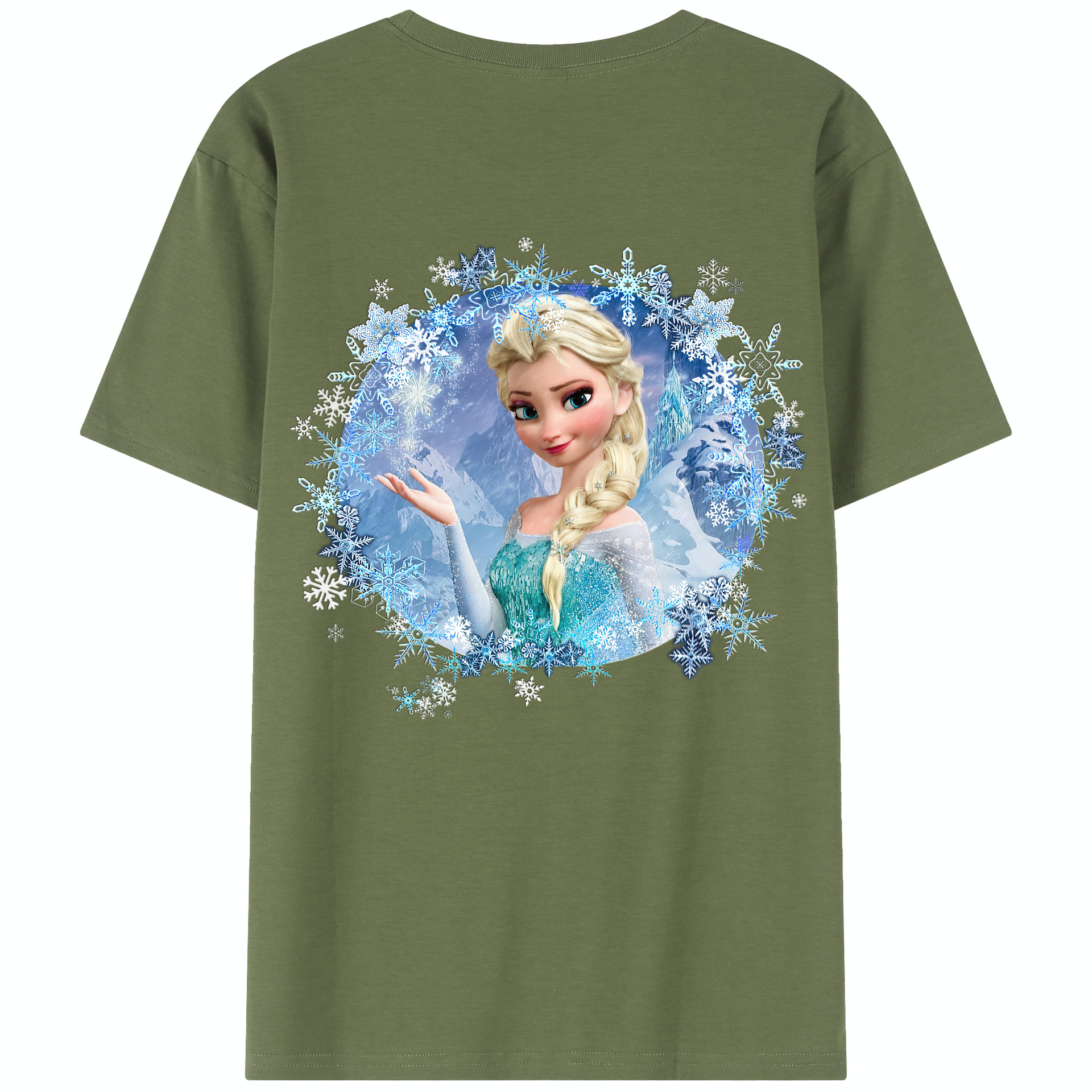 （画像用） アナと雪の女王 アンナ エルサ Frozen Anna Elsa 綿100％半袖Tシャツ（背面プリント）